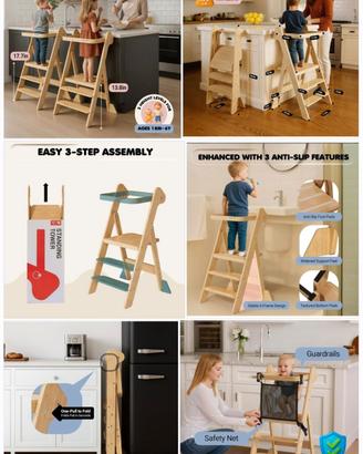 COSYLAND Sgabello pieghevole da cucina con rete di