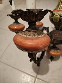 Lampadario rustico classico 6 luci in ceramica