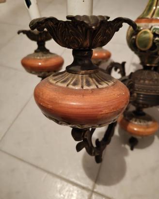 Lampadario rustico classico 6 luci in ceramica