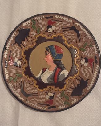 Piatto Antico Terracotta Sarda Dipinto a Mano