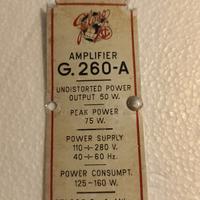 TARGHETTA IN ALLUMINIO GELOSO AMPLIFIER G.260-A