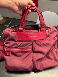 Borsa Piquadro rossa porta PC in tessuto e pelle