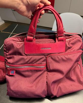 Borsa Piquadro rossa porta PC in tessuto e pelle