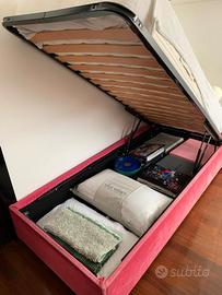 Letto singolo con contenitore con materasso ortop.