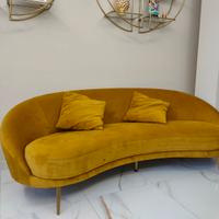 Divano 3/4 posti in velluto giallo / senape