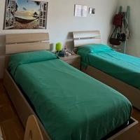 Letto singolo con contenitore e comodino