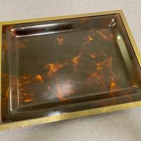 Vassoio vintage in vetro acrilico tartarugato 1970
