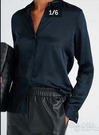 Camicia Donna 100% Seta - "L" - Blu Navy Nuova