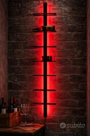 Portavino da parete con led