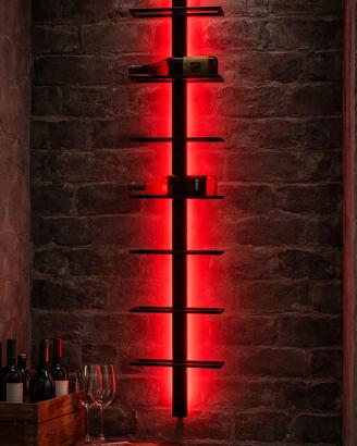 Portavino da parete con led