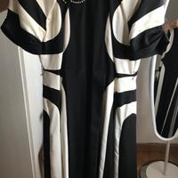 Gucci abito vestito in seta bianco e nero