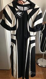 Gucci abito vestito in seta bianco e nero