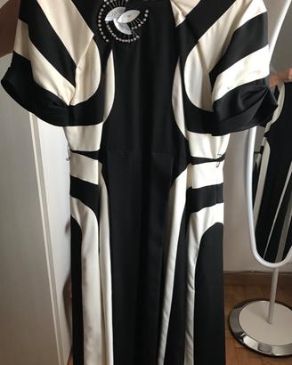 Gucci abito vestito in seta bianco e nero