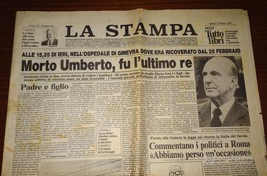 GIORNALE 1983: MORTE ULTIMO RE D’ITALIA UMBERTO