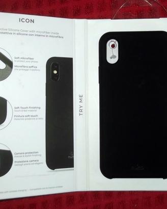 COVER PURO ICON NERO PER iPHONE X IN SILICONE