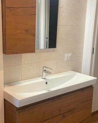 Mobile Bagno Sospeso Effetto Legno con Lavabo