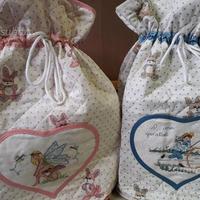 NUOVO Sacco porta-giochi bimbo ricamo punto croce