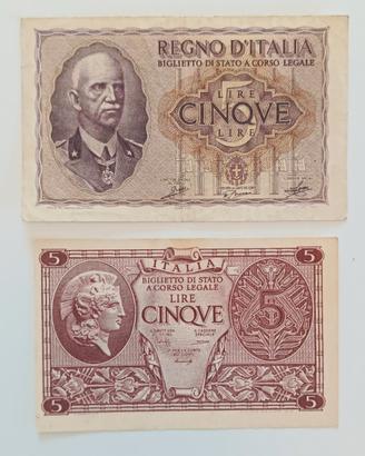 9# Banconote 5 Lire.