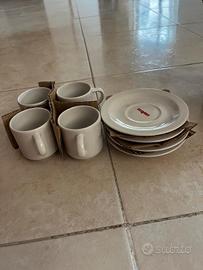 Set 4 tazzine da caffè Lavazza con piattini, Nuovi