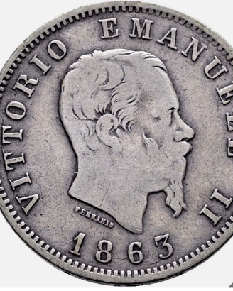 1 Lira 1863 Vittorio Emanuele II Milano Argento