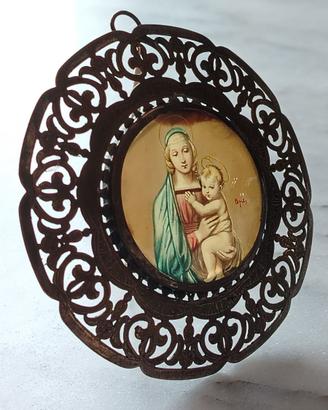 Vecchio Medaglione + Miniatura Madonna con Bambino