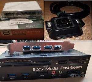 Media Dashboard 5.25" + Switch Gigabit 8 porte  Le