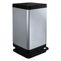 Pattumiera a pedale plastica, 80l, effetto metallo