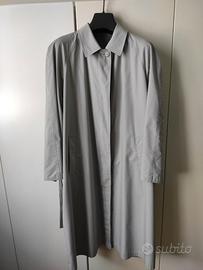 Trench in gabardine di cotone grigio, reversibile