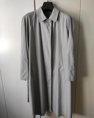 Trench in gabardine di cotone grigio, reversibile