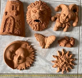 Lotto decorazioni da giardino in terracotta