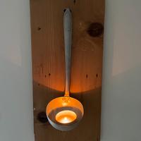 Porta mestolo vintage alluminio con candela