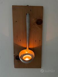 Porta mestolo vintage alluminio con candela