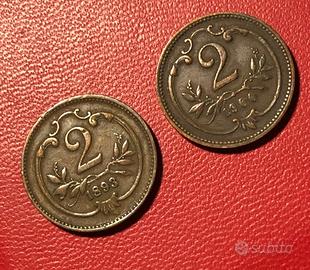 Monete  2 Heller austriaci del 1893 / 1900