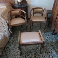 Set di 2 sedie imbottite + poggiapiedi vintage
