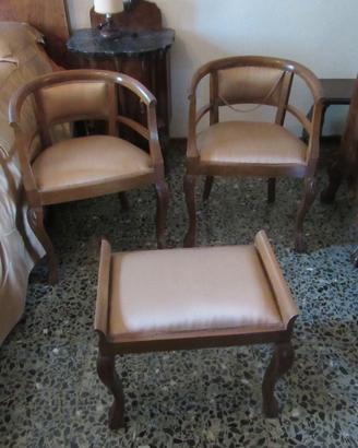 Set di 2 sedie imbottite + poggiapiedi vintage
