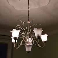 Lampadario vintage/moderno ferro vetro