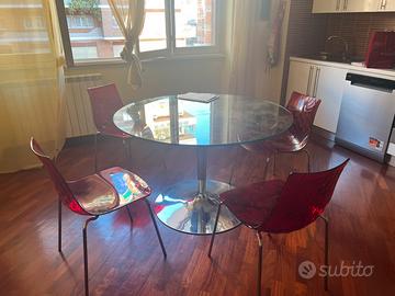Tavolo cristallo Calligaris e sedie Calligaris