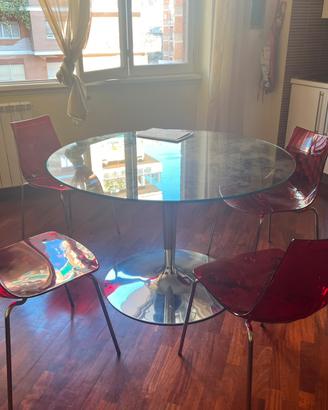 Tavolo cristallo Calligaris e sedie Calligaris