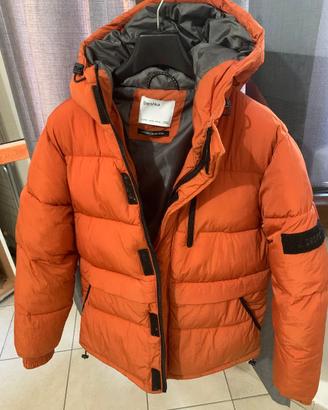 Piumino Bershka uomo arancione con cappuccio