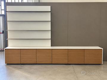 Parete Attrezzata Living Noce Canaletto e Corian