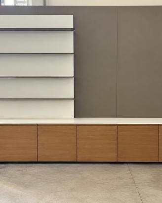Parete Attrezzata Living Noce Canaletto e Corian
