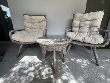 set giardino poltrone  e tavolino in rattan