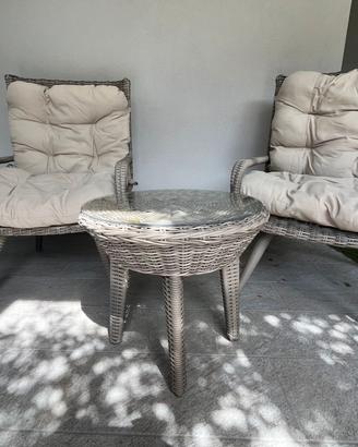 set giardino poltrone  e tavolino in rattan