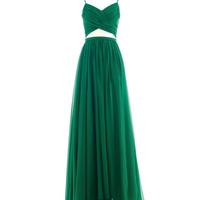 Abito lungo da cerimonia verde smeraldo