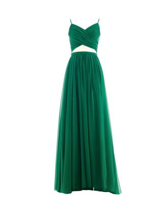 Abito lungo da cerimonia verde smeraldo