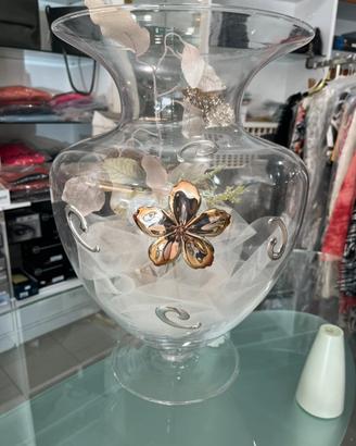Vaso cristallo e argento