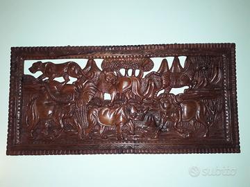 🟠 Quadro Africano in legno intagliato a mano 
