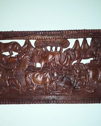 🟠 Quadro Africano in legno intagliato a mano 