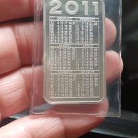 lingotto calendario 2011 oz.oncia argento 999