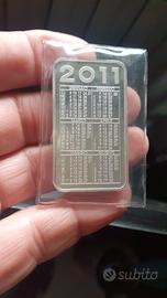lingotto calendario 2011 oz.oncia argento 999